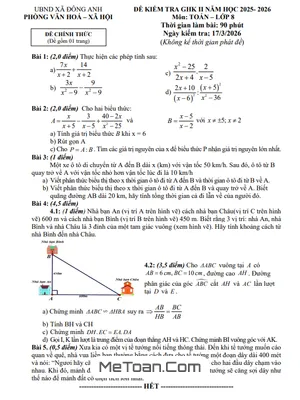 Đề Thi Giữa Học Kỳ 2 Toán 8 Xã Đông Anh 2025-2026: Lời Giải Chi Tiết
