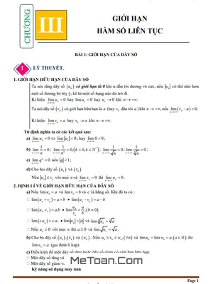 Chuyên Đề Giới Hạn, Hàm Số Liên Tục Toán 11 CTST