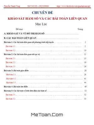 Khảo sát Hàm Số và Các Bài Toán Liên Quan - Nguyễn Thanh Tùng