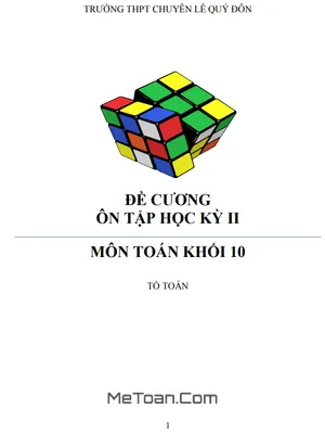 Đề Cương Ôn Tập HK2 Môn Toán Lớp 10 Năm 2020 - 2021 Trường Chuyên Lê Quý Đôn - Khánh Hòa