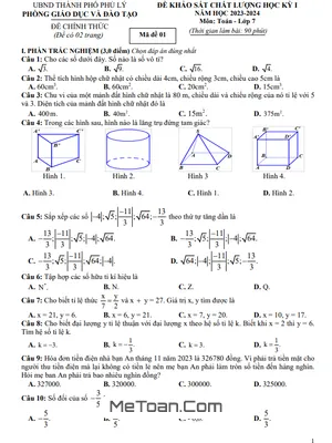 Đề thi học kì 1 Toán 7 năm 2023 - 2024 phòng GD&ĐT Phủ Lý - Hà Nam