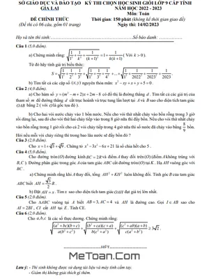 Đề thi học sinh giỏi Toán 9 cấp tỉnh năm 2022 - 2023 sở GD&ĐT Gia Lai