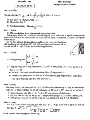 Đề thi học kỳ 2 Toán 9 năm 2020 – 2021 trường chuyên Hà Nội – Amsterdam