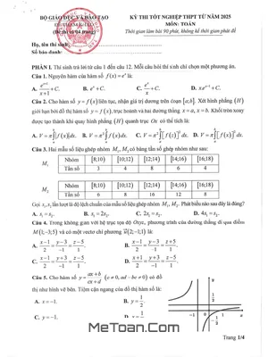 Đề Tham Khảo Kỳ Thi Tốt Nghiệp THPT Từ Năm 2025 Môn Toán