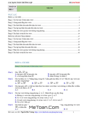 Cẩm Nang Các Dạng Toán Vectơ Thường Gặp - Nguyễn Bảo Vương