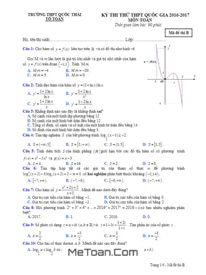 Đề thi thử THPT Quốc gia môn Toán năm 2017 trường THPT Quốc Thái – An Giang