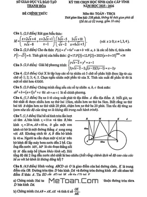 Đề Chọn Học Sinh Giỏi Cấp Tỉnh Toán THCS Năm 2025 – 2026 Sở GD&ĐT Thanh Hóa