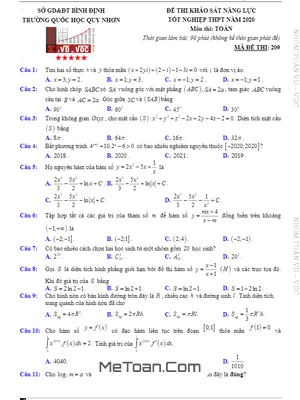 Đề thi thử THPT 2020 môn Toán trường Quốc học Quy Nhơn – Bình Định