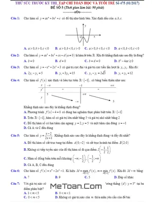 Đề Thi Thử THPT Quốc Gia Môn Toán 2017 - Tạp Chí Toán Học Tuổi Trẻ Lần 5