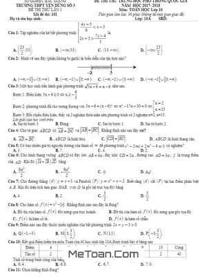 Đề thi thử THPTQG năm 2017 - 2018 Toán 10 trường Yên Dũng 3 - Bắc Giang lần 3 (có đáp án)