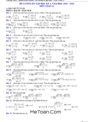 Đề Cương HK2 Toán 11 Năm 2019 - 2020 Trường Nguyễn Bỉnh Khiêm - Gia Lai