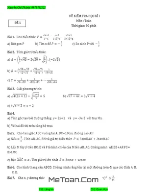 35 Đề Thi Học Kì 1 Toán 9 - Nguyễn Chí Thành