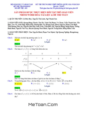 Lời Giải Chi Tiết Đề Tham Khảo THPT Quốc Gia 2019 Môn Toán