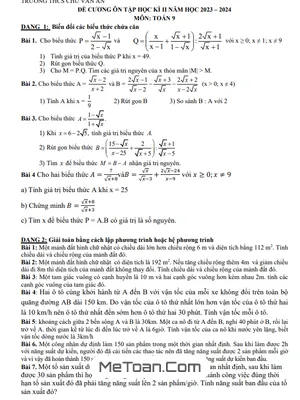 Đề Cương Ôn Tập Học Kì 2 Toán 9 Năm 2023 - 2024 Trường THCS Chu Văn An - Hà Nội