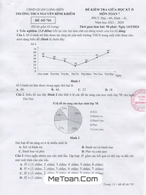 Đề Thi Giữa Kỳ 2 Môn Toán Lớp 7 Năm 2023 - 2024 Trường THCS Nguyễn Bỉnh Khiêm - Hà Nội