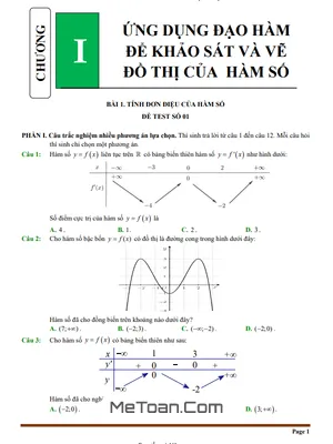 Tổng Hợp Đề Kiểm Tra Chuyên Đề Ứng Dụng Đạo Hàm Khảo Sát Hàm Số Lớp 12 (Có Đáp Án Chi Tiết)