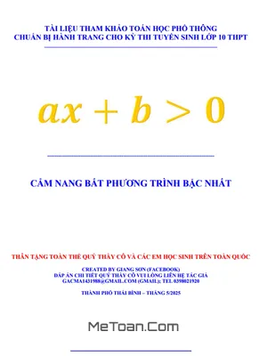 Chuyên đề Bất Phương Trình Bậc Nhất Một Ẩn Ôn Thi Toán Lớp 10