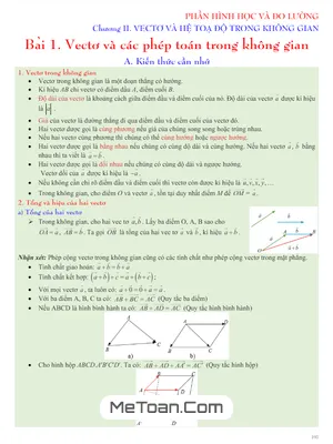 Bài Tập Vectơ Và Hệ Tọa Độ Trong Không Gian Lớp 12