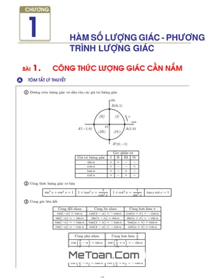 Tóm tắt lý thuyết và các dạng bài tập Toán 11 học kì 1 - Nguyễn Quốc Dương