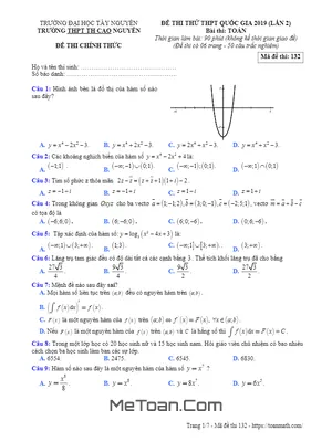 Đề thi thử Toán THPTQG 2019 lần 2 trường THPT TH Cao Nguyên – Đắk Lắk