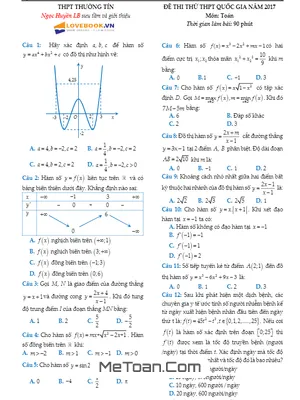 Đề thi thử THPT Quốc gia môn Toán 2017 trường THPT Thường Tín - Hà Nội