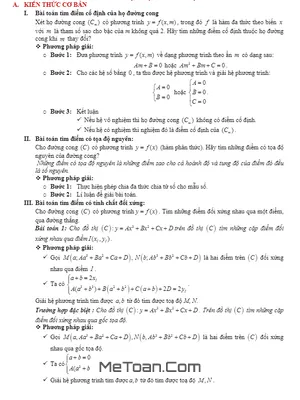 Tóm Tắt Lý Thuyết Và Bài Tập Trắc Nghiệm Điểm Đặc Biệt Của Đồ Thị Hàm Số