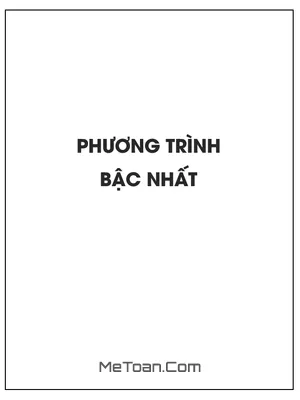 Phương trình bậc nhất