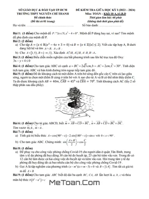 Đề Thi Giữa Học Kì 1 Toán 10 Năm 2023 - 2024 Trường THPT Nguyễn Chí Thanh - TP HCM