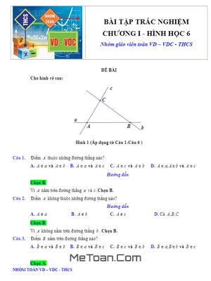 Bài tập trắc nghiệm Hình học 6 Chương 1 có đáp án và lời giải