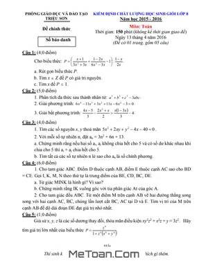 Đề thi HSG Toán 8 năm 2015-2016 phòng GD&ĐT Triệu Sơn, Thanh Hóa