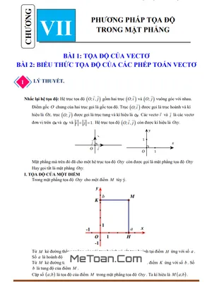 Chuyên Đề Phương Pháp Tọa Độ Trong Mặt Phẳng Toán 10 Cánh Diều