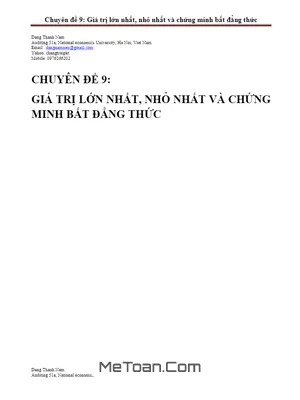 Chuyên Đề GTLN - GTNN Và Bất Đẳng Thức - Thầy Đặng Thành Nam