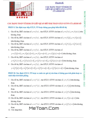 Các Dạng Toán Về Hàm Ẩn Liên Quan Đến GTLN - GTNN Của Hàm Số