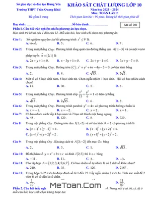 Đề KSCL Toán 10 Lần 2 Năm 2023 - 2024 Trường THPT Trần Quang Khải - Hưng Yên
