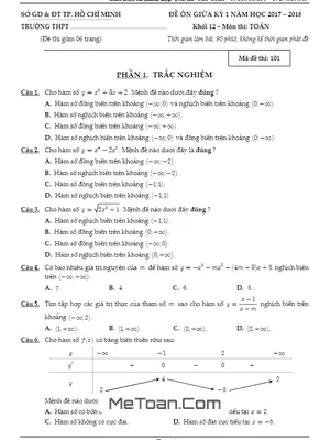 5 Đề Ôn Tập Giữa Kỳ 1 Toán 12 Năm Học 2017 - 2018 - Lê Văn Đoàn