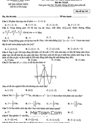 Đề thi thử THPT Quốc gia 2022 môn Toán lần 2 Sở GD&ĐT Bạc Liêu