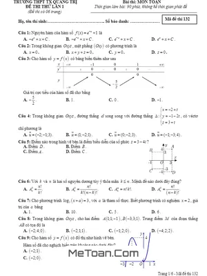 Đề thi thử THPTQG 2019 môn Toán lần 1 trường THPT TX Quảng Trị