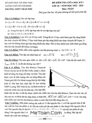 Đề giữa học kỳ 1 Toán 10 năm 2022 – 2023 trường THPT Trần Phú – TP HCM