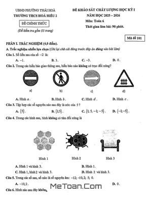 Đề Thi Học Kỳ 1 Toán 6 Năm 2025 – 2026 Trường THCS Hòa Hiếu 2 – Nghệ An