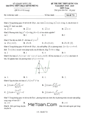 Đề thi thử Toán THPT QG 2019 trường THPT Phan Đình Phùng – Đắk Lắk