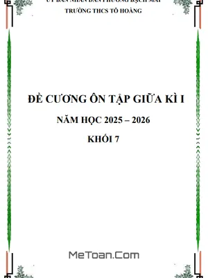 Tải Đề Cương Ôn Tập Giữa Kì 1 Toán 7 Năm 2025 – 2026 THCS Tô Hoàng (Hà Nội)