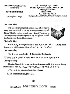 Đề chọn đội tuyển thi HSG QG môn Toán THPT năm 2024 - 2025 sở GD&ĐT An Giang