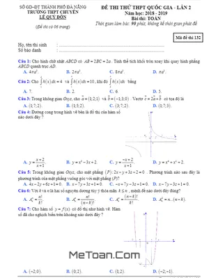 Đề thi thử Toán THPTQG 2019 lần 2 trường chuyên Lê Quý Đôn – Đà Nẵng