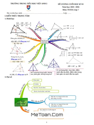 Đề Cương Ôn Tập Cuối Kì 2 Môn Toán Lớp 7 Năm 2023-2024 - Trường THCS & THPT Việt Anh 2 Bình Dương