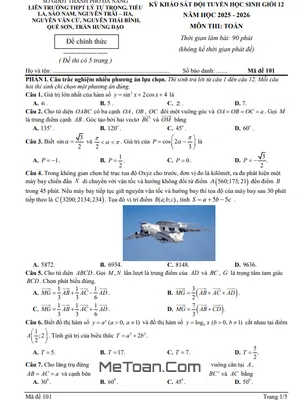Đề Khảo Sát Học Sinh Giỏi Toán 12 Năm Học 2025 – 2026 Liên Trường THPT Đà Nẵng