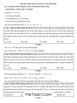Bài Toán Lãi Suất Và Tăng Trưởng Lớp 12: Lý Thuyết Và Bài Tập Trắc Nghiệm Có Lời Giải