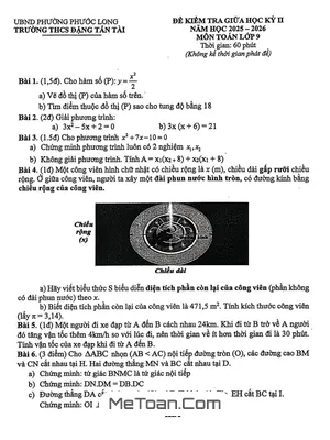 Đề thi Giữa Học kỳ 2 Môn Toán Lớp 9 Năm Học 2025 – 2026, Trường THCS Đặng Tấn Tài – TP. Hồ Chí Minh