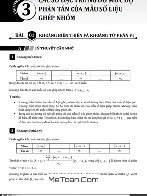 Các Số Đặc Trưng Đo Mức Độ Phân Tán Của Mẫu Số Liệu Ghép Nhóm Toán 12 Chương Trình Mới