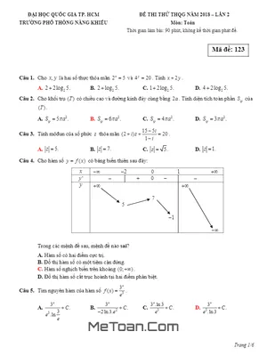 Đề thi thử Toán THPTQG 2018 trường Phổ Thông Năng Khiếu – TP. HCM lần 2