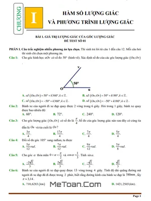 Tuyển Tập Đề Kiểm Tra Chuyên Đề Hàm Số & Phương Trình Lượng Giác Toán 11 (Có Lời Giải Chi Tiết)